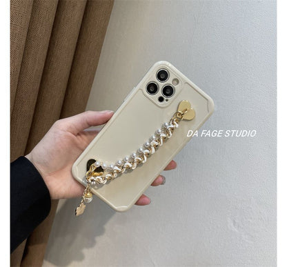 Pearl Faux Flower Case Phone Chain