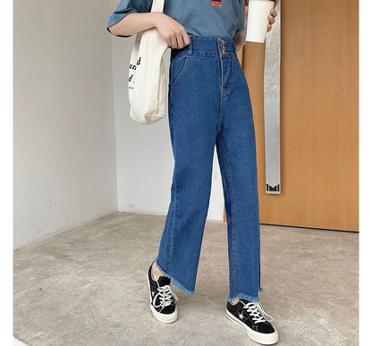 Cropped High Jeans Waist Loose Fit