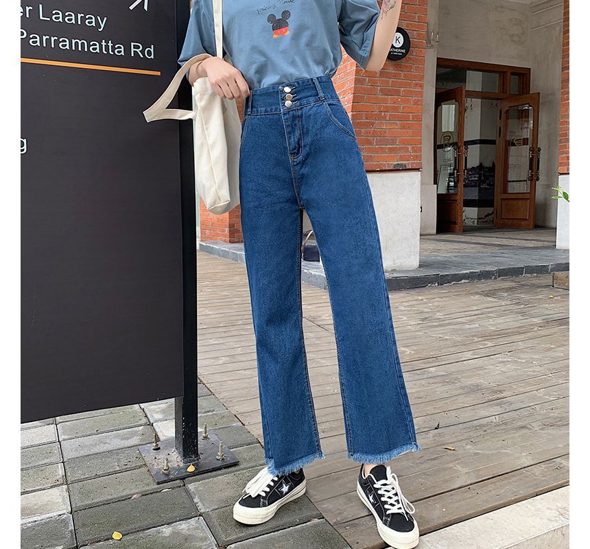 Cropped High Jeans Waist Loose Fit