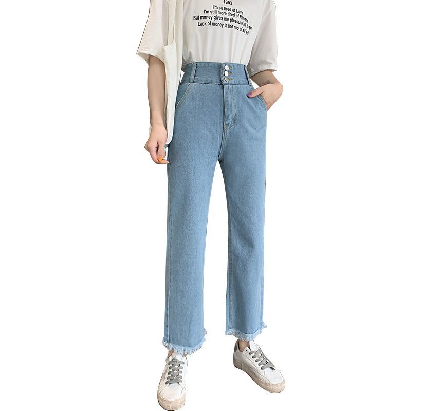 Cropped High Jeans Waist Loose Fit