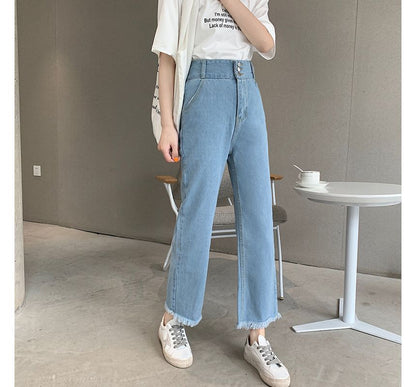 Cropped High Jeans Waist Loose Fit