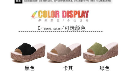 Slide Platform Wedge-Heel Sandals