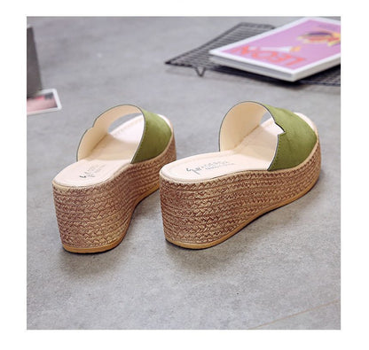 Slide Platform Wedge-Heel Sandals