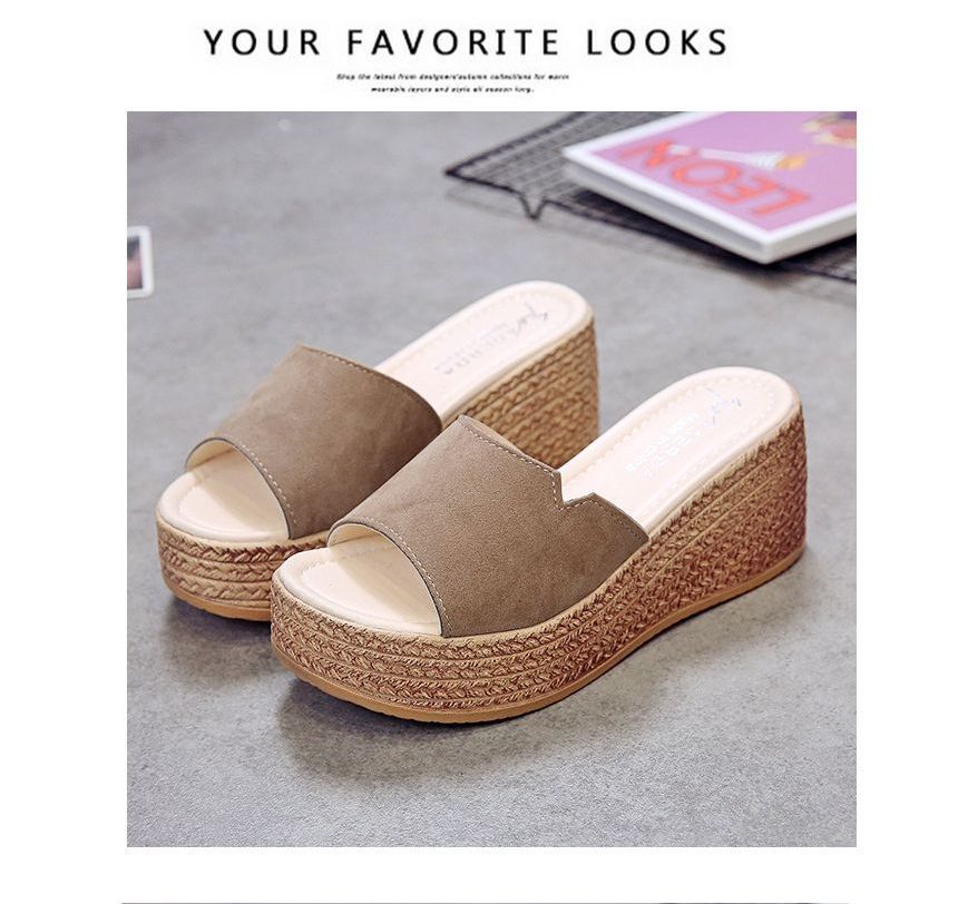 Slide Platform Wedge-Heel Sandals