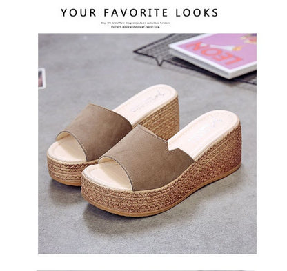 Slide Platform Wedge-Heel Sandals