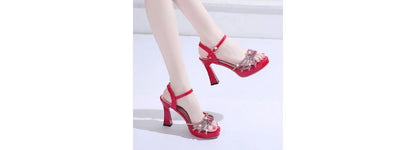 Platform Rhinestone Chunky-Heel Sandals