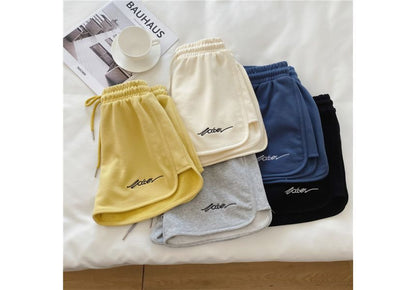 Lettering Sweatshorts Elastic Waist