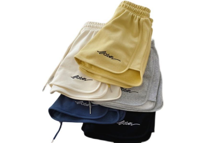 Lettering Sweatshorts Elastic Waist