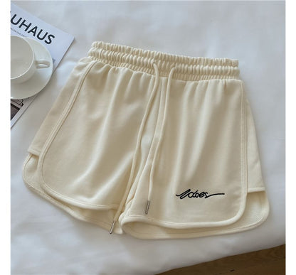 Lettering Sweatshorts Elastic Waist
