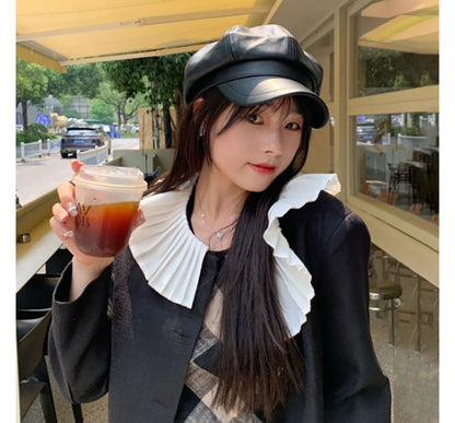 Cap Faux Newsboy Leather