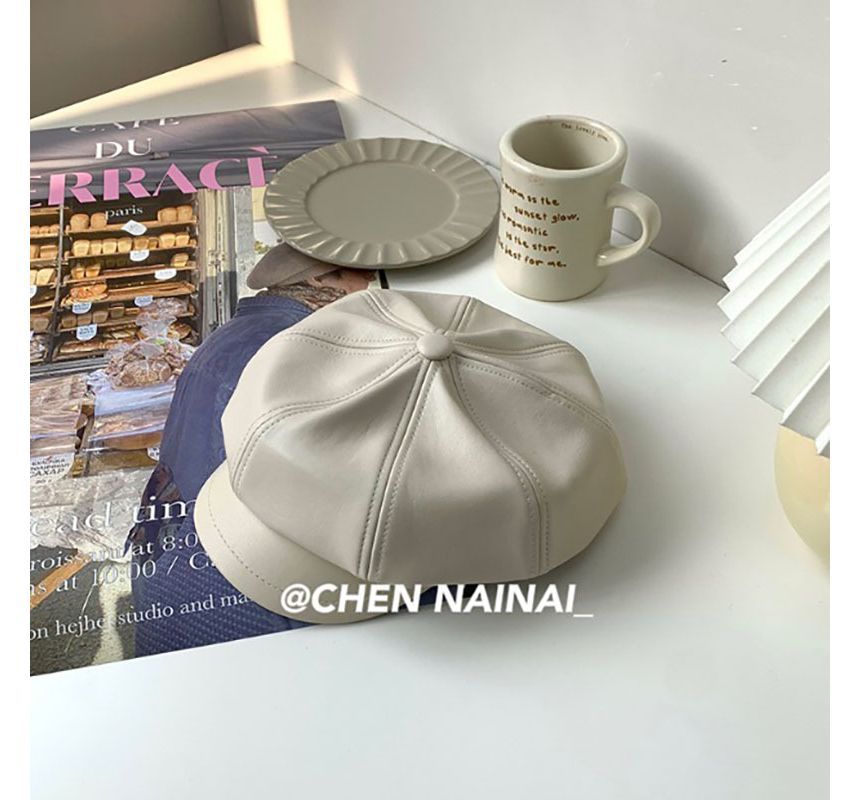 Cap Faux Newsboy Leather