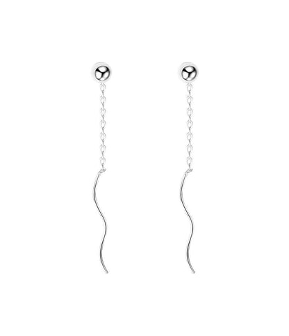 Wavy Sterling Silver Dangle Earring