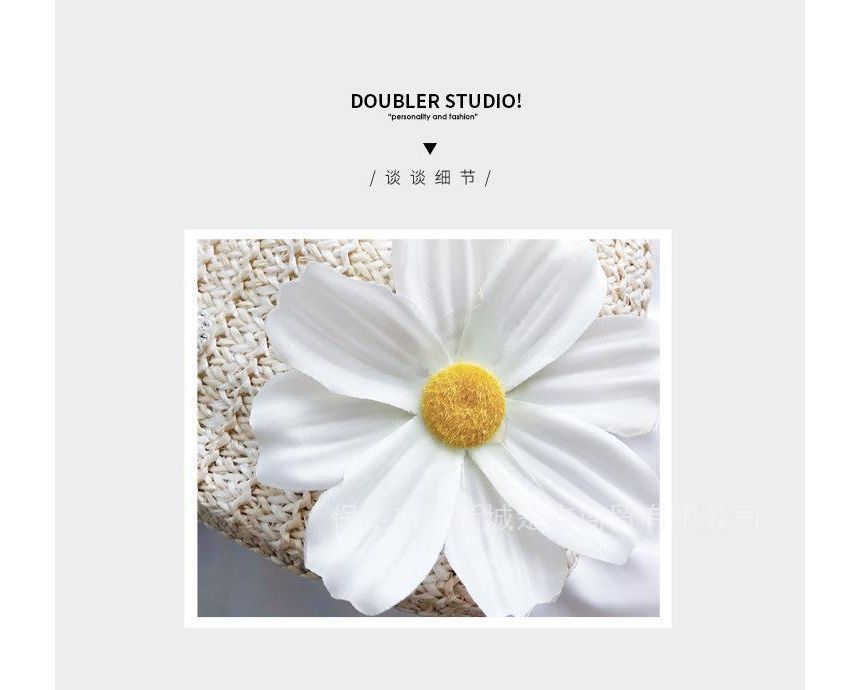 Bucket Pearl Faux Bag Woven Strap