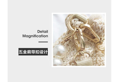 Bucket Pearl Faux Bag Woven Strap