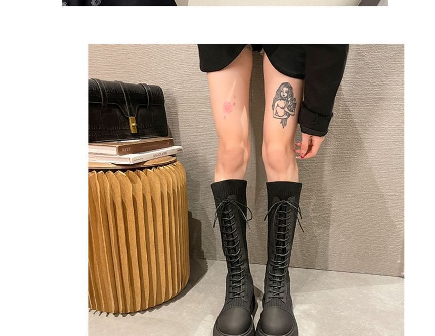 Sock Lace-Up Tall Platform Boots