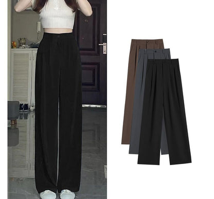 High Waist Plain Wide Leg Pants (Various Designs)