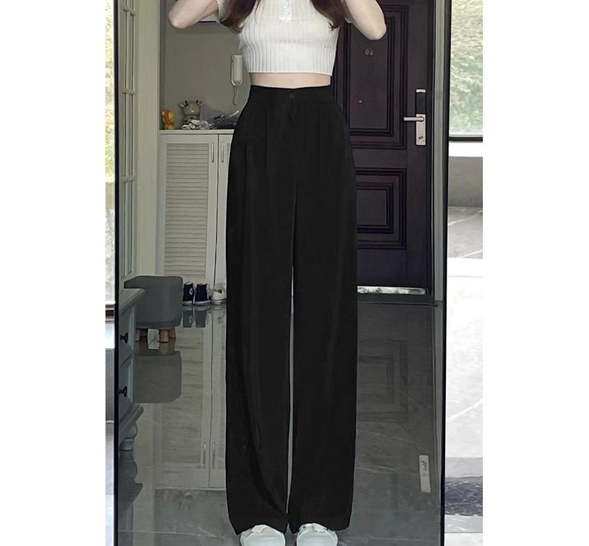 High Waist Plain Wide Leg Pants (Various Designs)