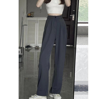 High Waist Plain Wide Leg Pants (Various Designs)