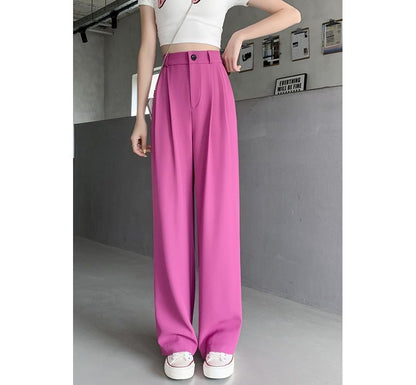 High Waist Plain Wide Leg Pants (Various Designs)