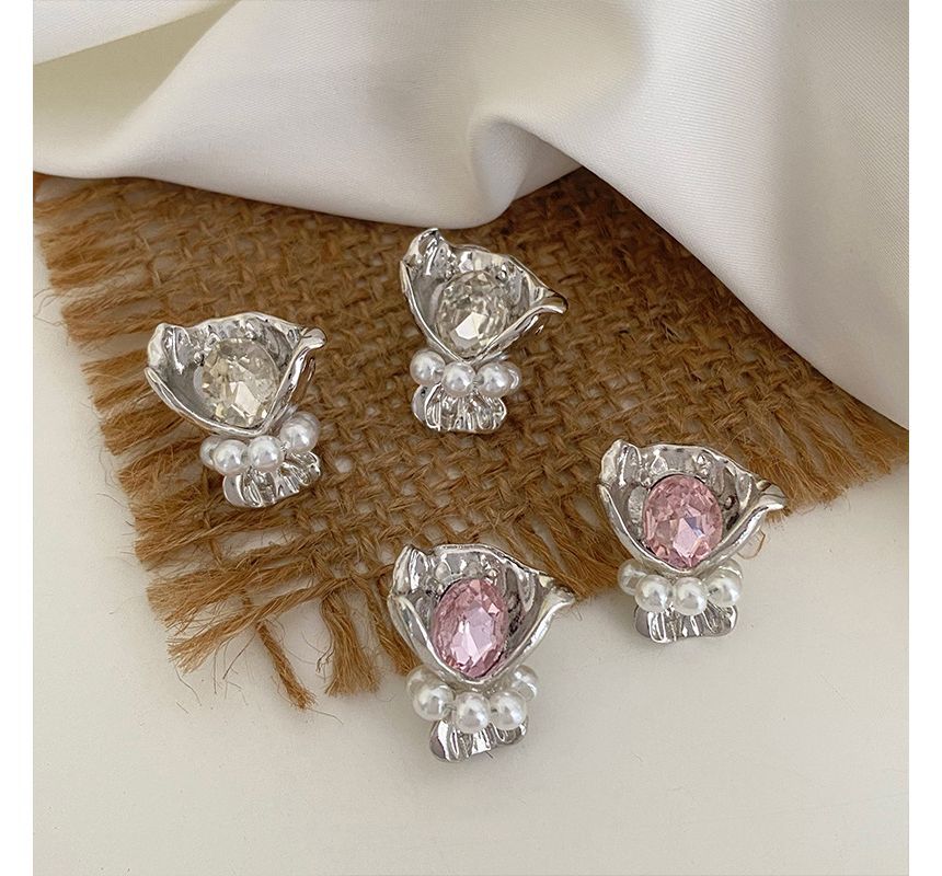 Flower Earring Rhinestone Alloy