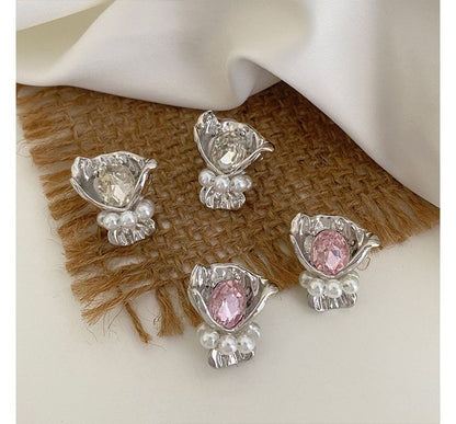 Flower Earring Rhinestone Alloy