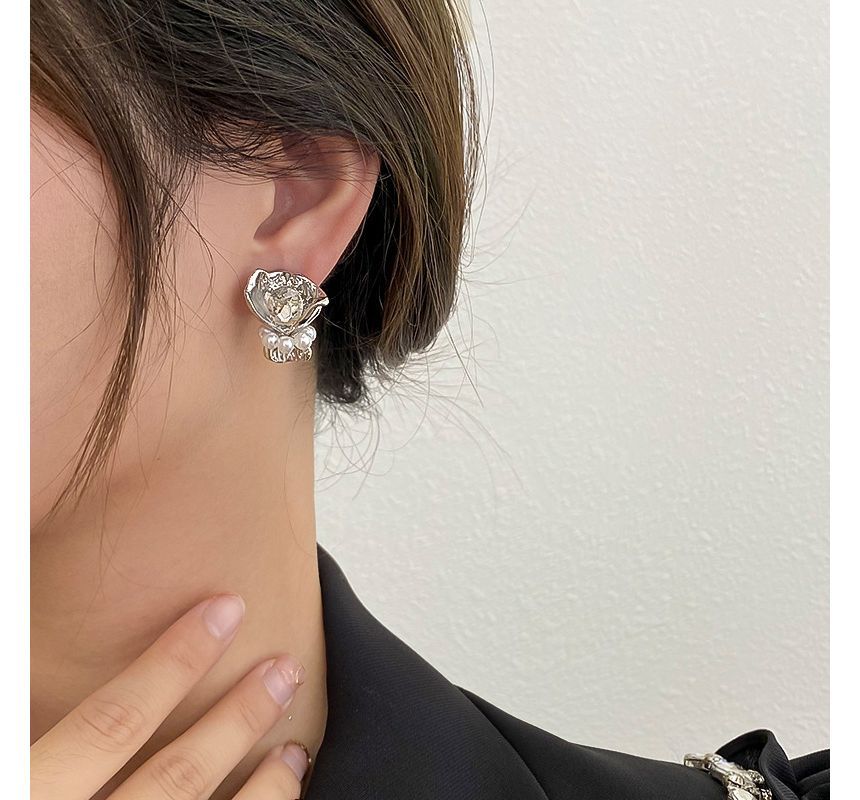 Flower Earring Rhinestone Alloy