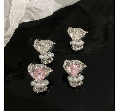 Flower Earring Rhinestone Alloy