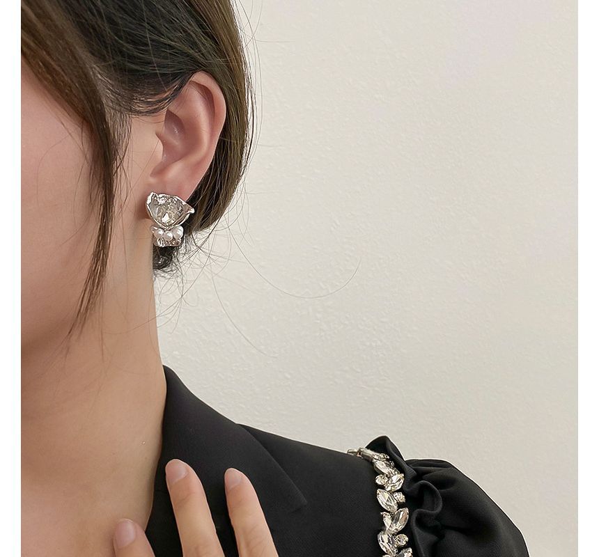 Flower Earring Rhinestone Alloy