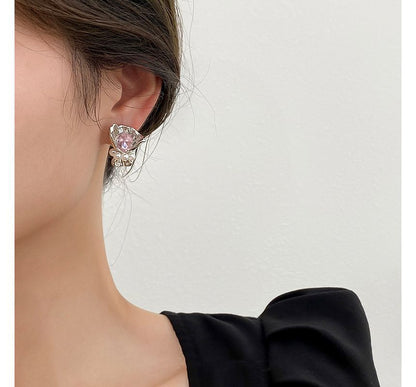 Flower Earring Rhinestone Alloy