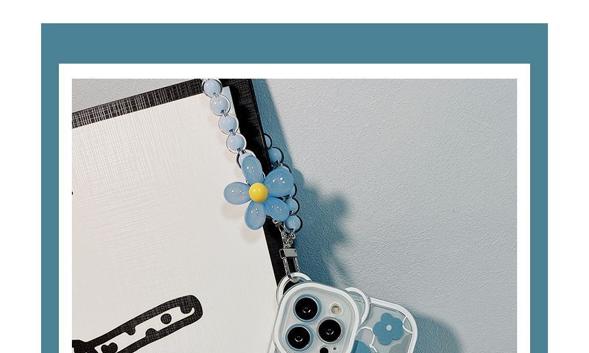 Bead Transparent Phone Case Chain Flower