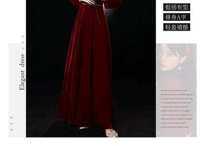 Long-Sleeve Sweetheart-Neckline Rhinestone A-Line Evening Gown