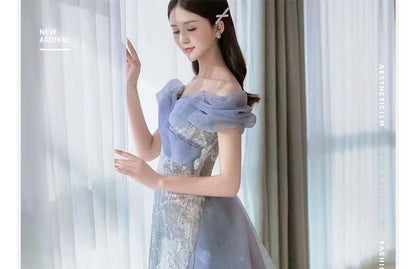 Mermaid Off-Shoulder Paneled Lace Gown Evening