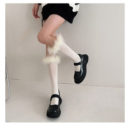 Feather Accent Tall Socks