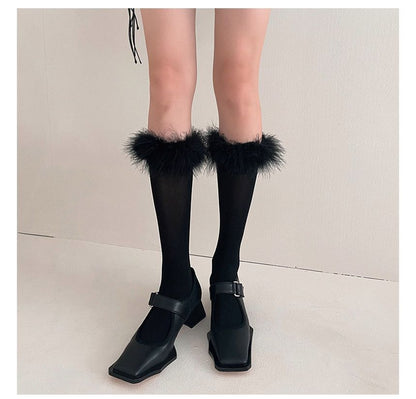 Feather Accent Tall Socks