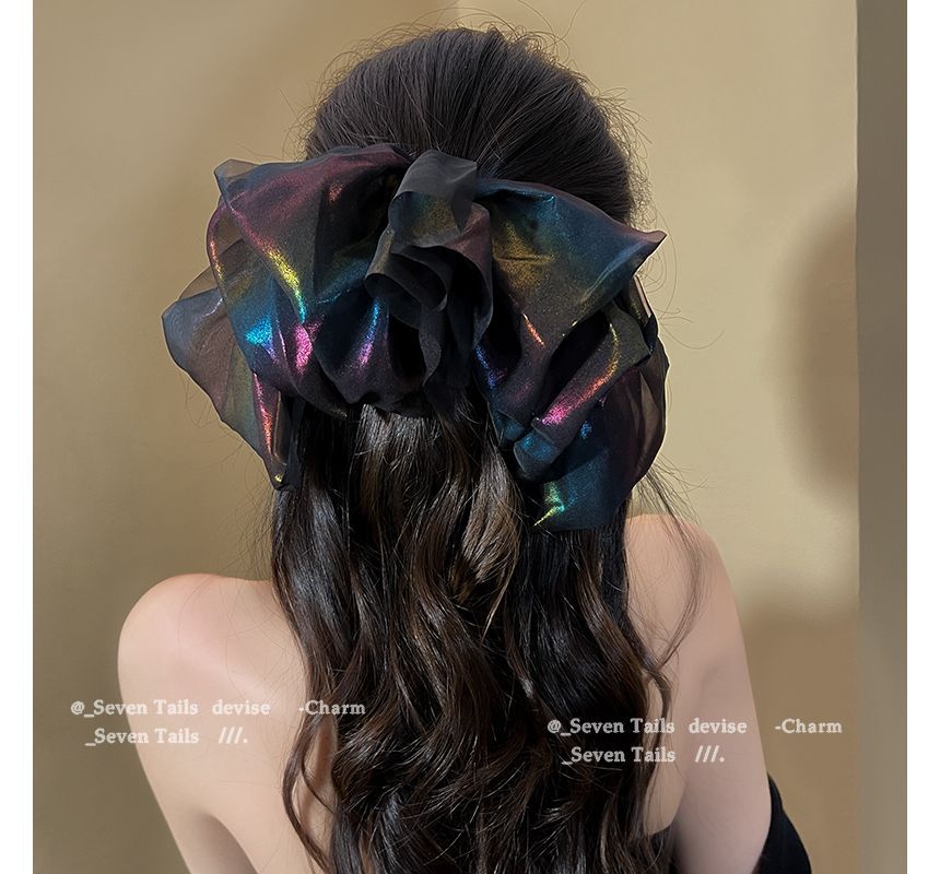 Pince à cheveux avec nœud en maille holographique