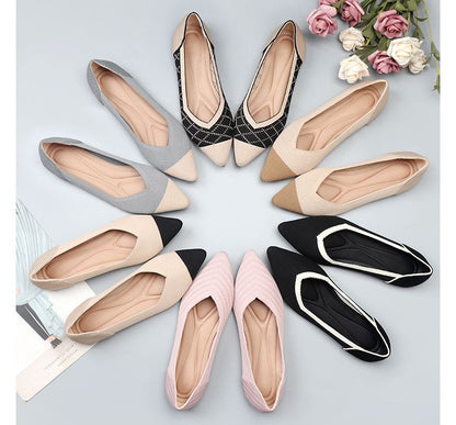 Pointy-Toe Knit Flats