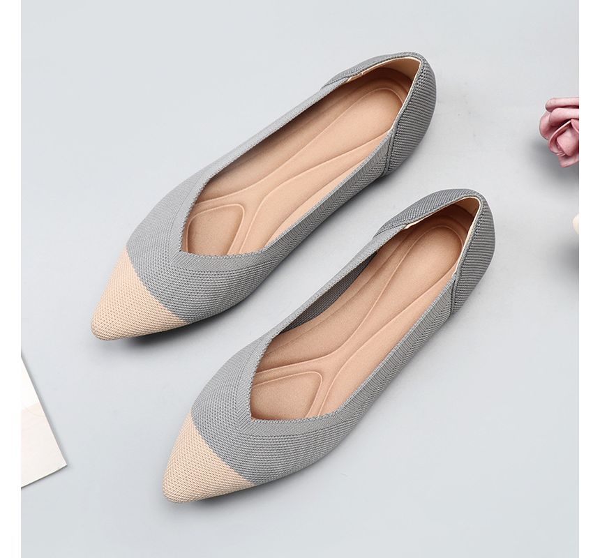 Pointy-Toe Knit Flats
