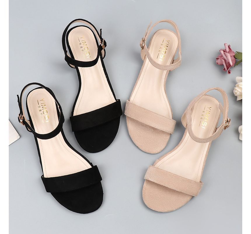 Heel Block Plain Sandals