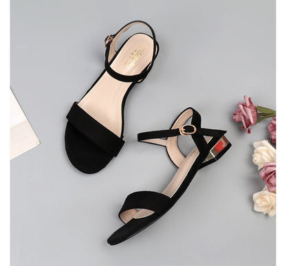 Heel Block Plain Sandals