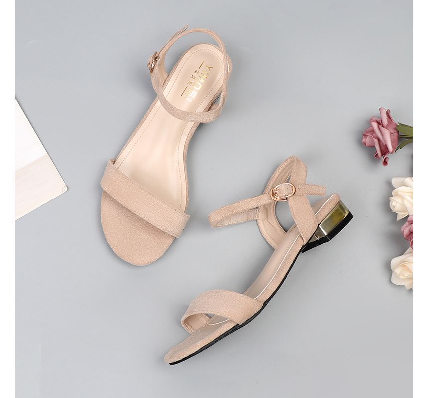 Heel Block Plain Sandals