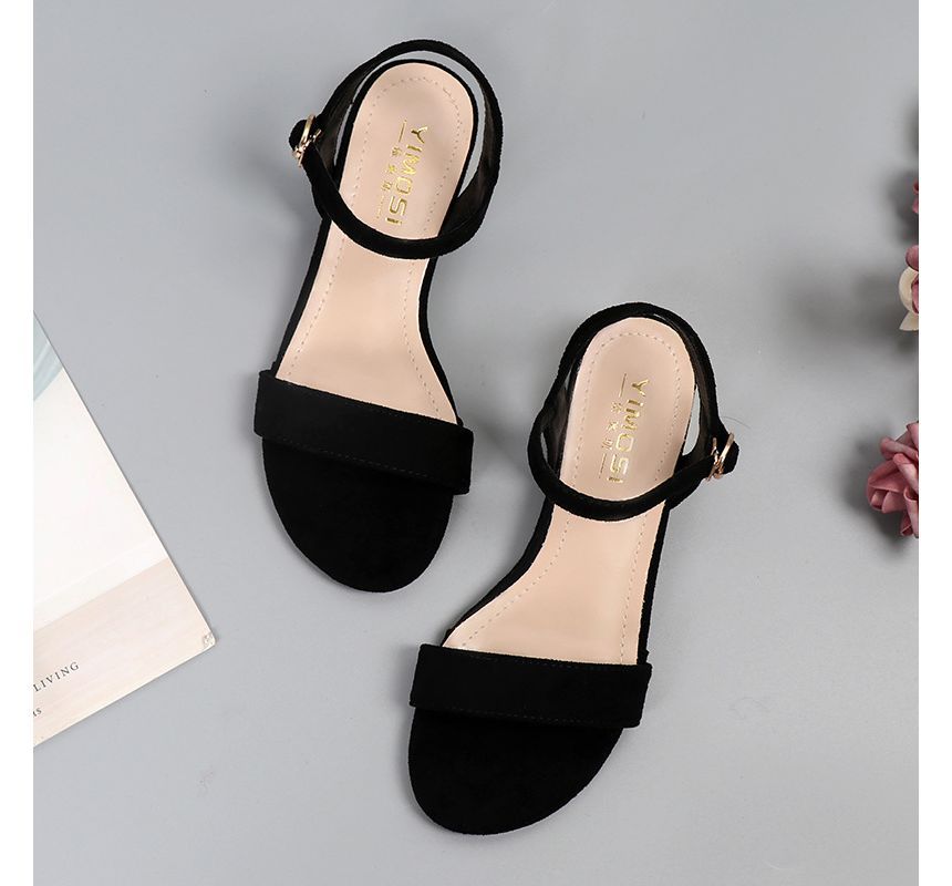 Heel Block Plain Sandals