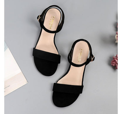 Heel Block Plain Sandals