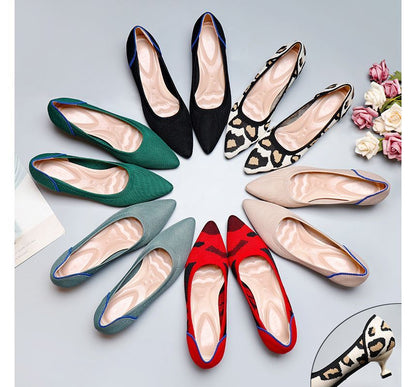 Pumps Knit Heel Pointy-Toe Kitten