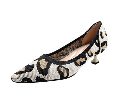 Pumps Knit Heel Pointy-Toe Kitten