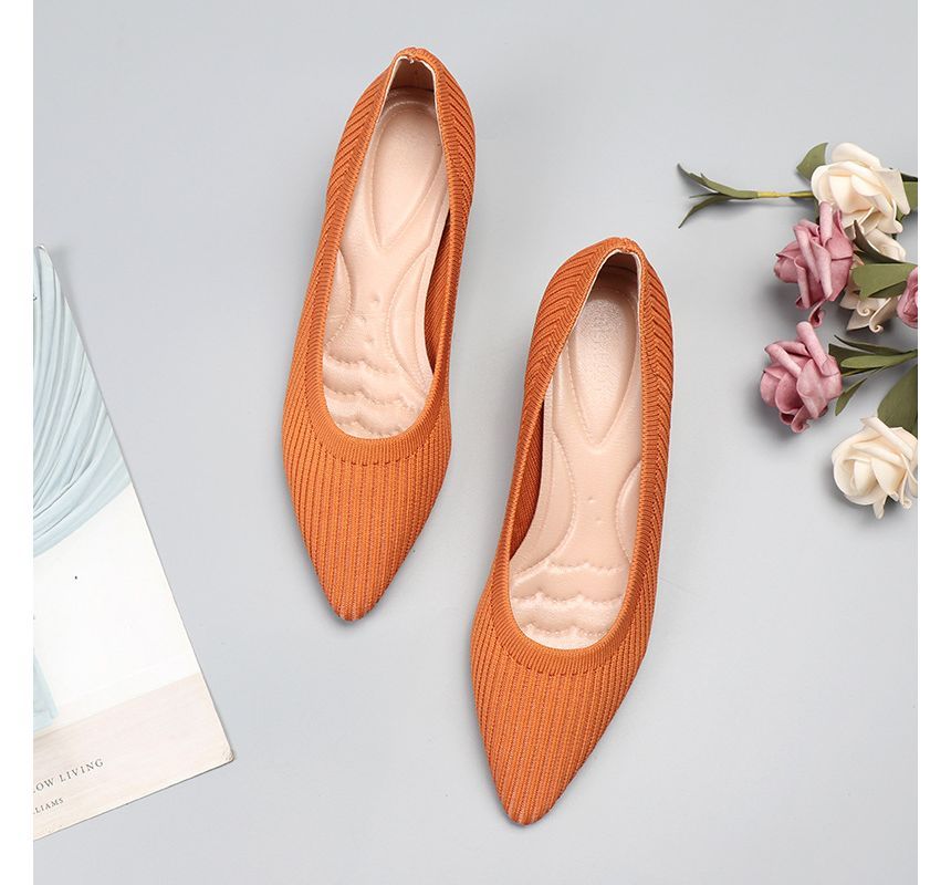 Heel Pumps Pointy-Toe Knit Wedge
