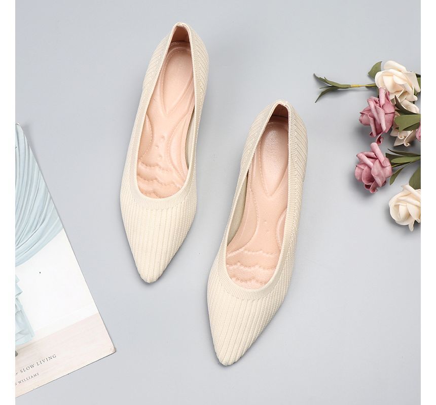 Heel Pumps Pointy-Toe Knit Wedge