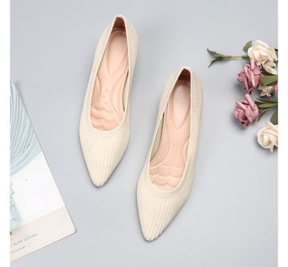 Heel Pumps Pointy-Toe Knit Wedge