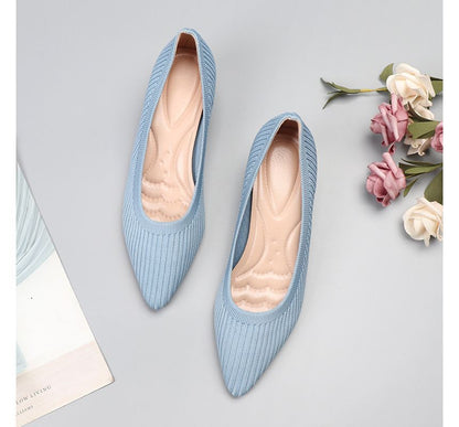 Heel Pumps Pointy-Toe Knit Wedge