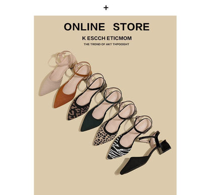 Sandals Chunky Heel Strap Pointy-Toe Ankle