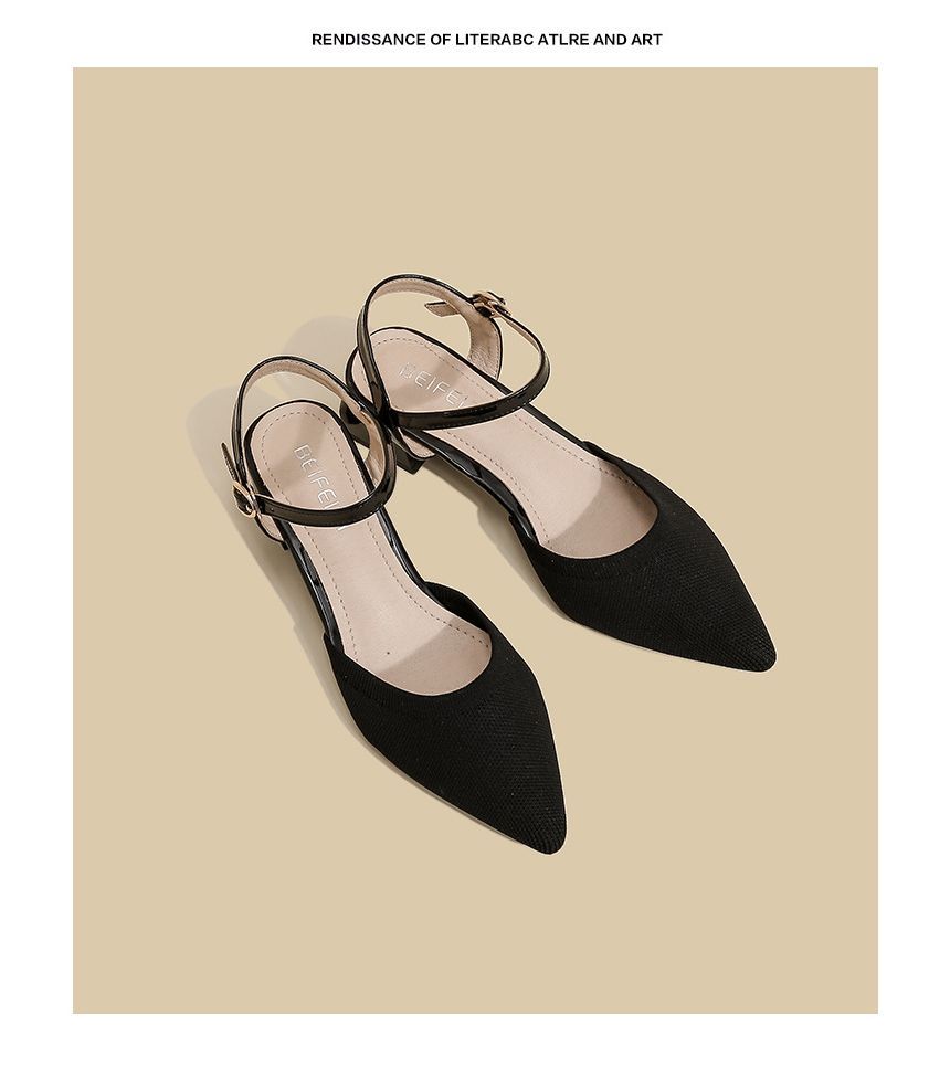 Sandals Chunky Heel Strap Pointy-Toe Ankle